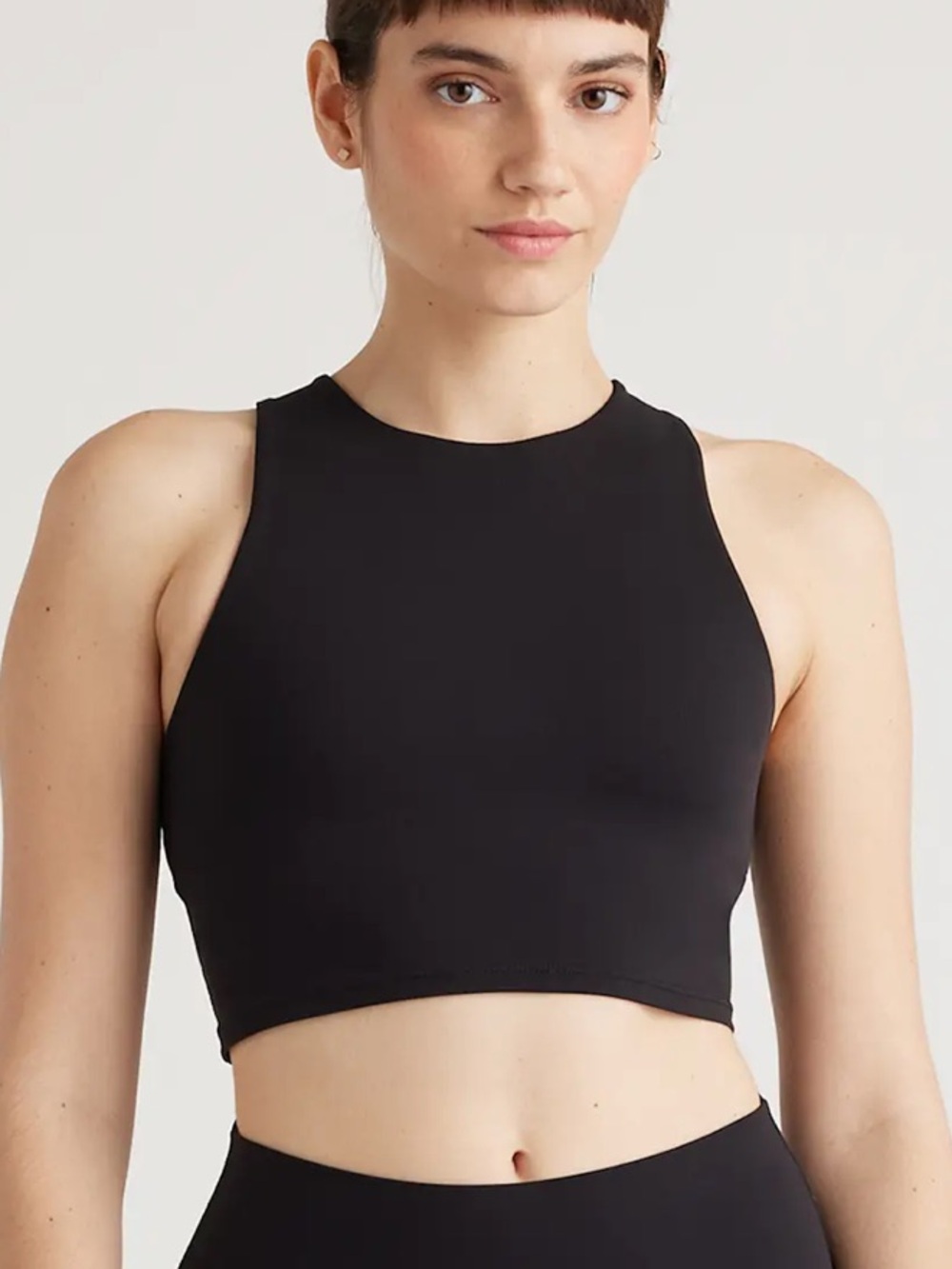 NWT Quince Ultra Form high neck crop tank black medium
